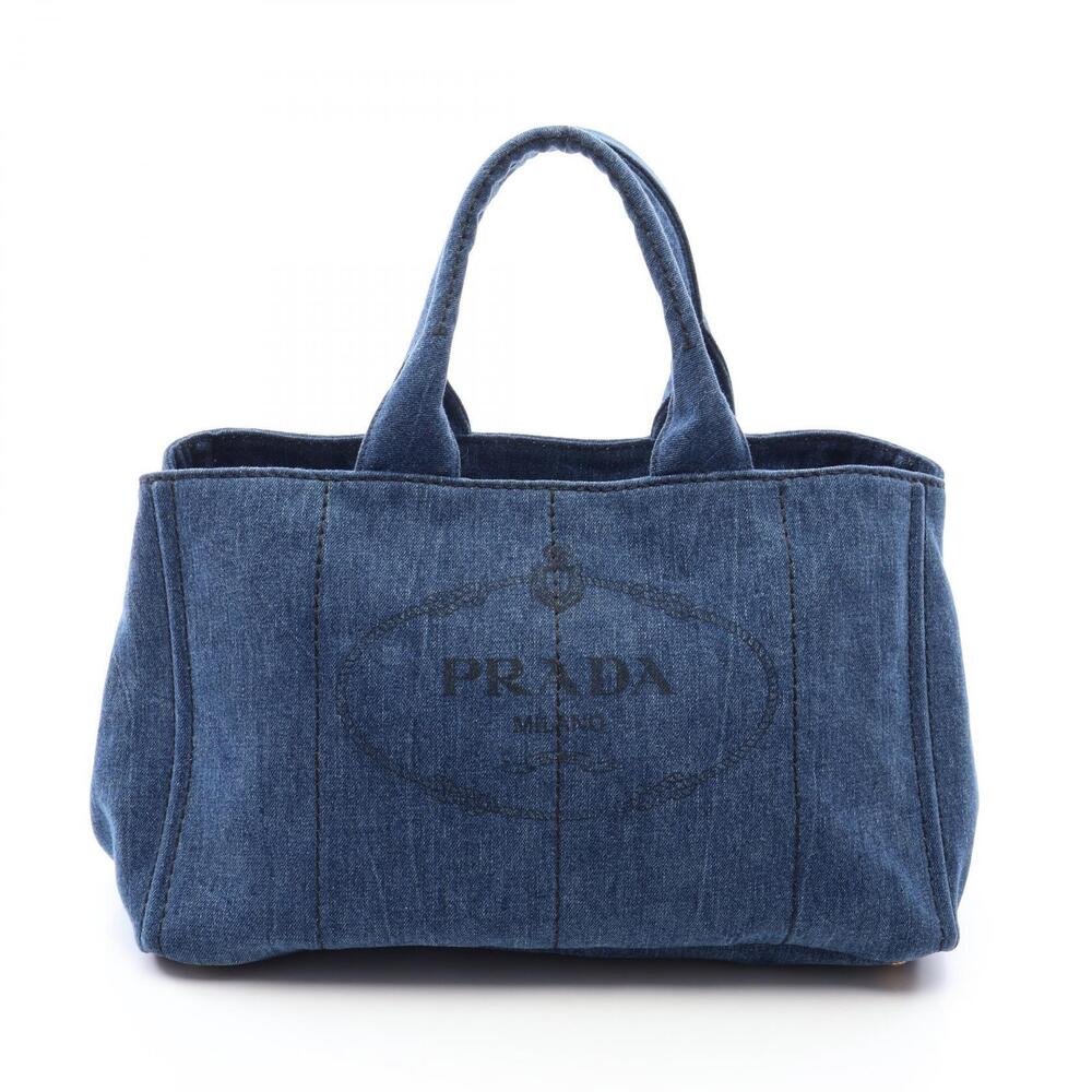 Prada Denim Canapa Tote Bag Navy Blue